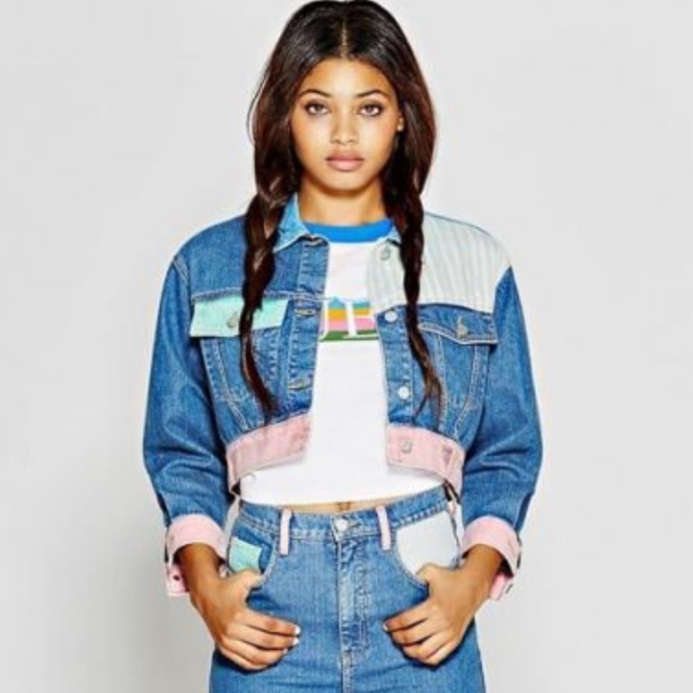 A$AP Rocky x Guess Colorblock Cropped Jean Jacket